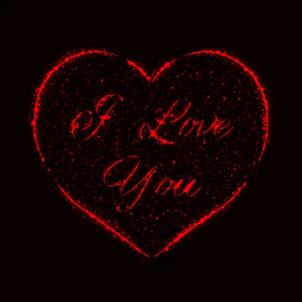 Αγαπώ Σας Κάρτα Καρδιά Από Κόκκινα Φώτα — Διανυσματικό Αρχείο