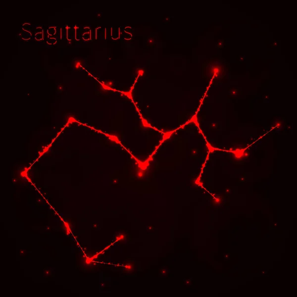 Sagittaire Illustration Icône Rouge Lumières Silhouette Sur Fond Sombre Lignes — Image vectorielle