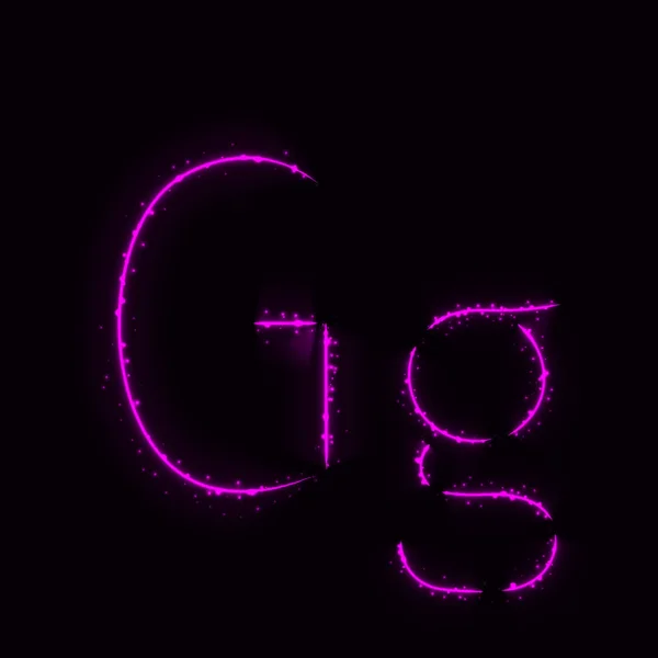 Фиолетовый Алфавит Буквы Огни Темном Фоне — стоковый вектор