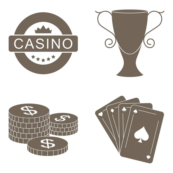 Ilustración Vectorial Iconos Casino Conjunto — Vector de stock