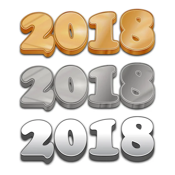 2018年新年符号的3D 向量例证 — 图库矢量图片