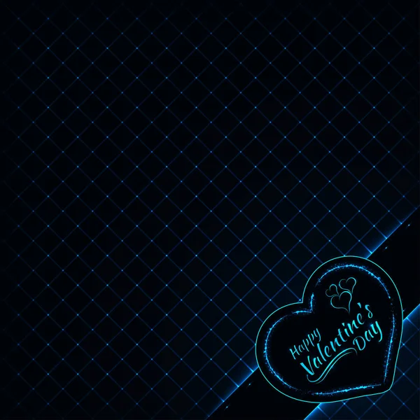 Лазурные Лампочки Happy Valentines Дизайн Сердечек Текстовых Ламп Темном Фоне — стоковый вектор