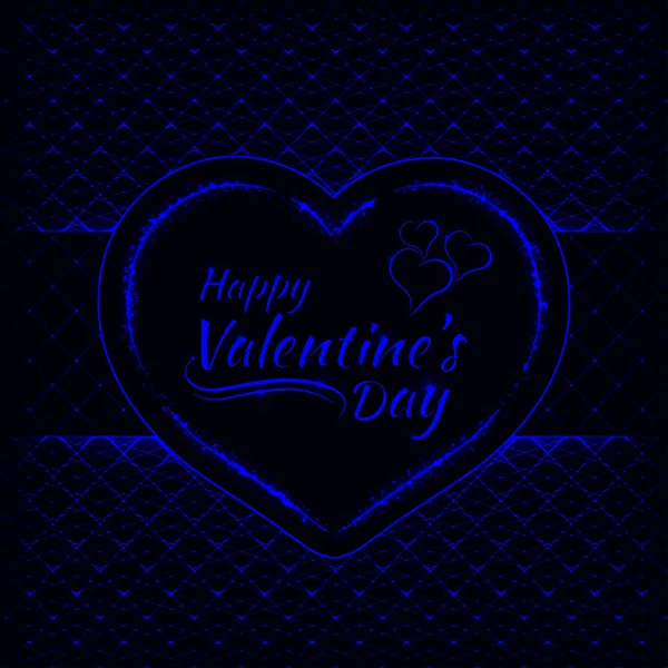 Glückliche Valentinstag Blaulichter Karte Herz Und Text Lichter Design Auf — Stockvektor