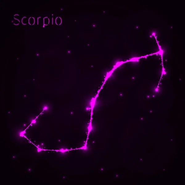 Scorpio Illustration Ikon Ljus Silhuett Mörk Bakgrund Glödande Linjer Och — Stock vektor