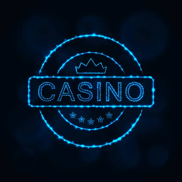 Ícone Casino Símbolo Emblema Casino Ilumina Design Silhueta Fundo Escuro — Vetor de Stock