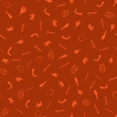 Taş devri öğeleri Dikişsiz desen vektör çizim