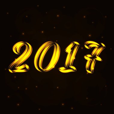 Mutlu yeni yıl 2017 takvim kapak, Altın ışık vektör çizim.