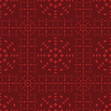 Koyu kırmızı zemin üzerine kırmızı Dikişsiz desen vektör. Modern şık doku. Geometrik oyma yinelenen. Çağdaş grafik tasarım. 