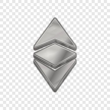 Gümüş ethereum klasik izole web vektör simgesi. Ethereum klasik trendy 3d stil vektör simgesi. Sembol illüstrasyon kaldırdı. Ethereum klasik simge vektör simgesi web sitesi tasarımı, internet, iş için.