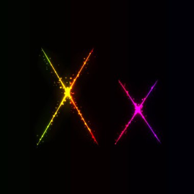 Işıklar açık koyu arka plan degrade alfabe X mektupları