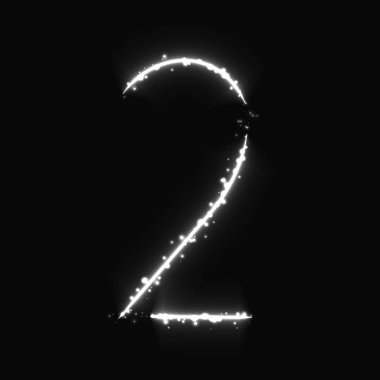 Koyu arka plan üzerinde beyaz ışıkları 2 Sayı sembolü