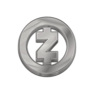 Zcash para sembol izole web vektör simgesi gümüş. Zcash para trendy 3d stil vektör simgesi. Sembol illüstrasyon kaldırdı. Gümüş Zcash sikke Kripto para birimi işareti.