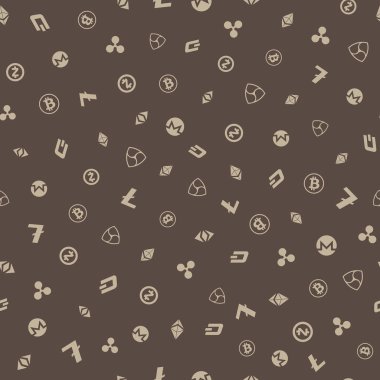 Cryptocurrency Dikişsiz desen arka plan.