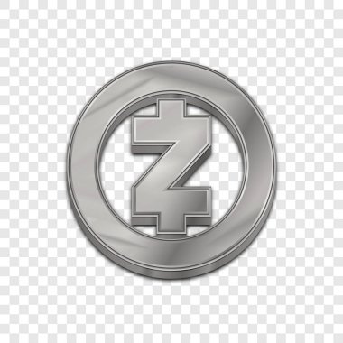 Zcash para sembol izole web vektör simgesi gümüş. Zcash para trendy 3d stil vektör simgesi. Sembol illüstrasyon kaldırdı. Gümüş Zcash sikke Kripto para birimi işareti.