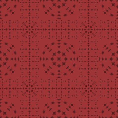 Pembe soyut geometrik seamless modeli koyu kırmızı zemin üzerine