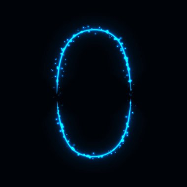 Koyu arka plan üzerinde mavi ışıklar 0 numara sembolü
