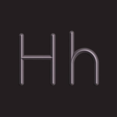 Alfabe H harfleri gri renkli ışıklar, pürüzsüz gölge ile 3d çizgi