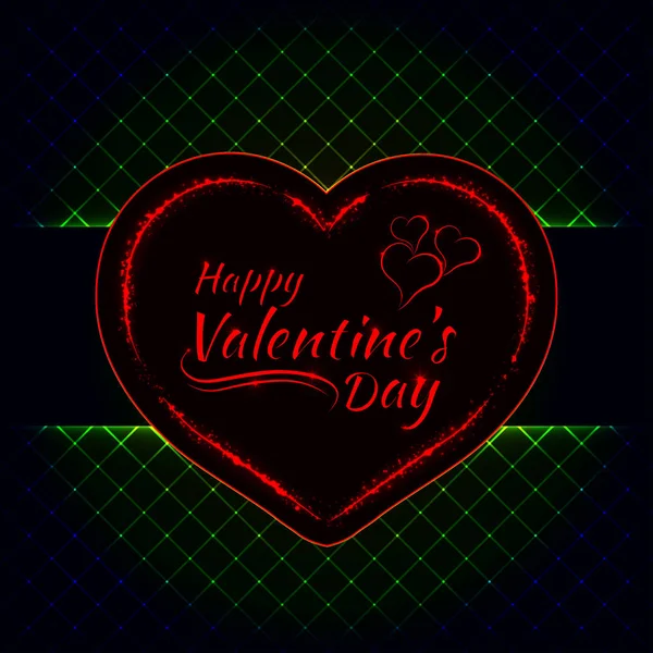 Feliz Día San Valentín Gradiente Luces Tarjeta Corazón Rojo Luces — Vector de stock