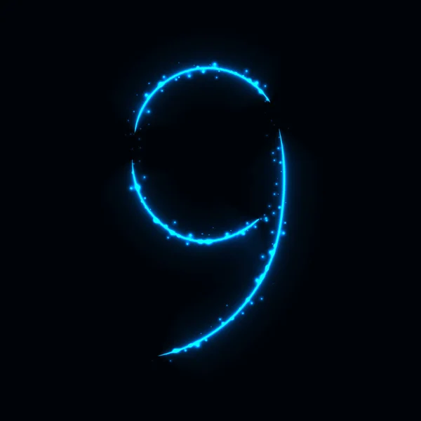 Number Symbol Blue Lights Dark Background — Stock Vector