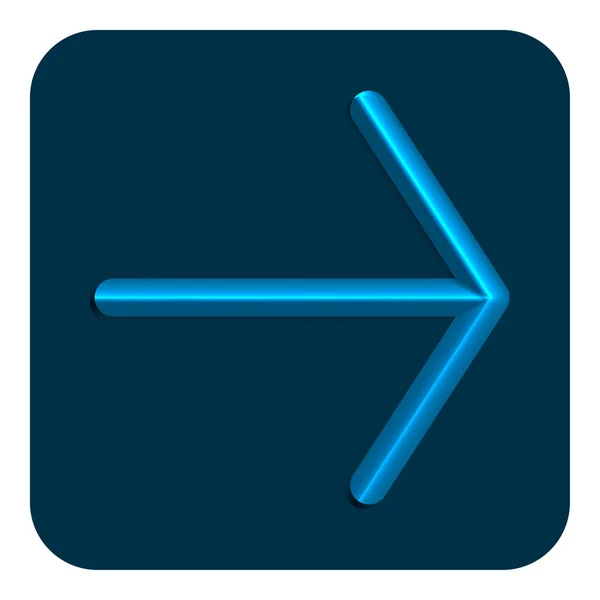 Linea Blu Sottile Freccia Neon Icona Web Destra Simbolo Disegno — Vettoriale Stock