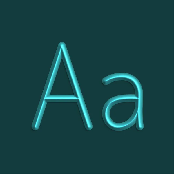 Alphabet Ein Buchstabe Cyan Farbe Lichter Linie Mit Glatten Schatten — Stockvektor