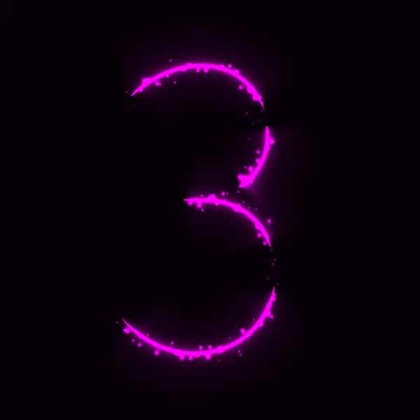 Číslo Symbol Purpurová Světla Tmavém Pozadí — Stockový vektor
