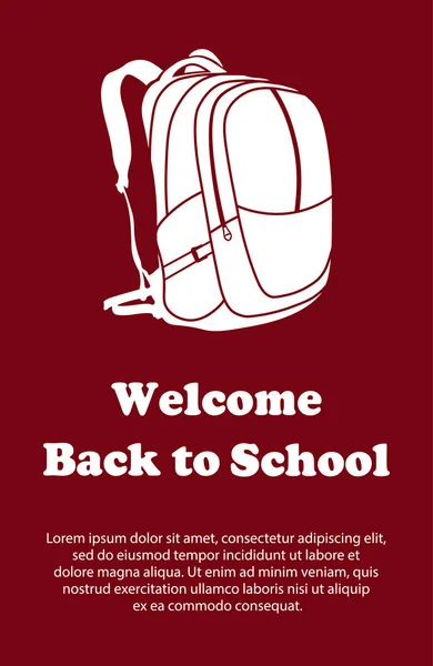 Vector Design Template Back School Welcome Back School Poster School — Stock Vector