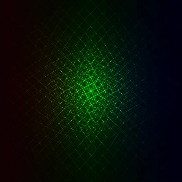 Groene Lichten Abstract Geometrische Vorm Donkere Achtergrond — Stockvector