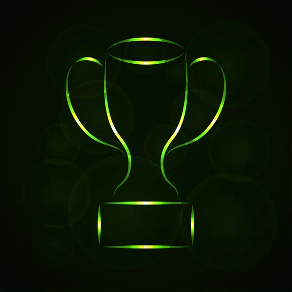 Vectorillustratie Van Cup Groene Kleur Lichten Silhouet Donkere Achtergrond — Stockvector