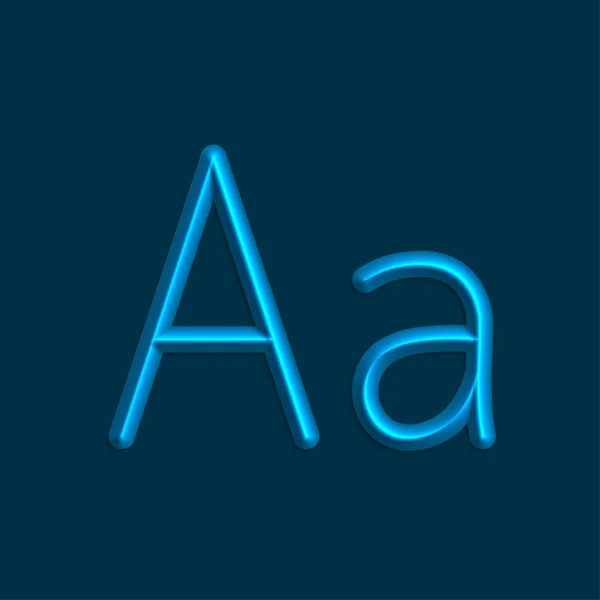 Alfabeto Letras Luces Color Azul Línea Con Sombra Suave — Vector de stock