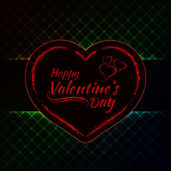 Boldog Valentin Nap Színátmenet Fények Piros Szív Szöveg Fények Kártyatervező — Stock Vector
