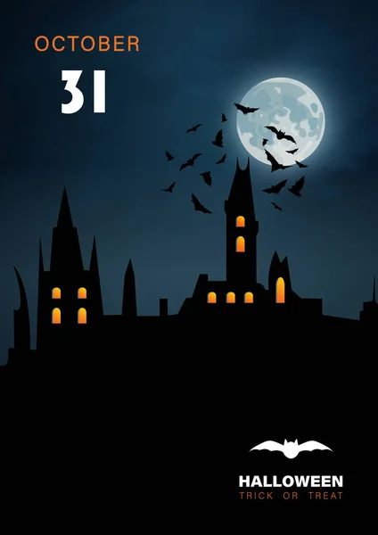 Halloween baggrund slot nat – Stock-vektor