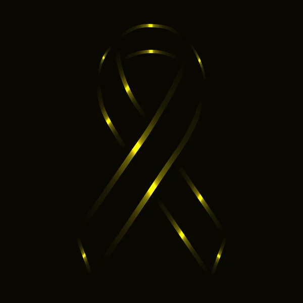 Ribbon Silhouette Yellow Lights Dark Background — Stock Vector