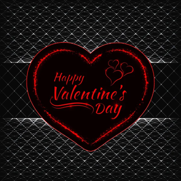 Feliz Día San Valentín Luces Blancas Tarjeta Corazón Rojo Diseño — Vector de stock
