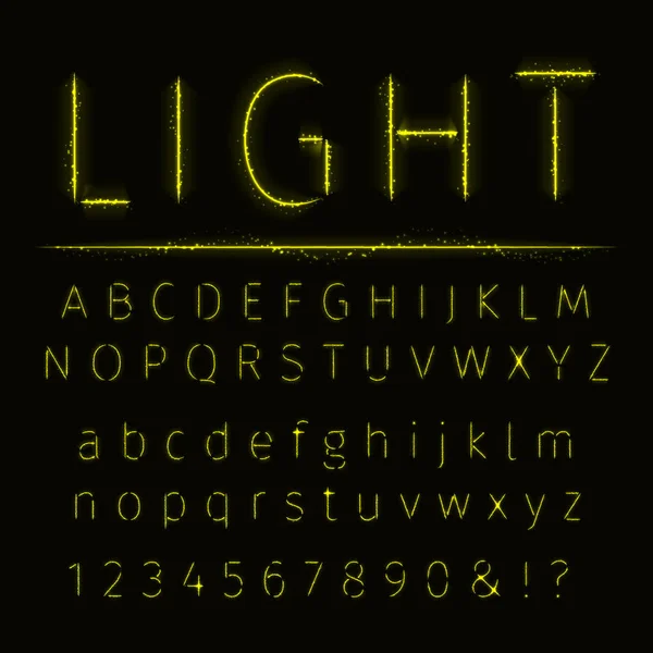 Font Volumetrico Giallo Line Letter Shadow Illustrazione Vettoriale Alfabeto Tubo — Vettoriale Stock