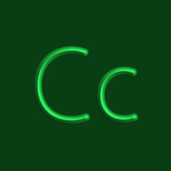 Alfabeto Lettere Luci Colore Verde Linea Con Ombra Liscia — Vettoriale Stock