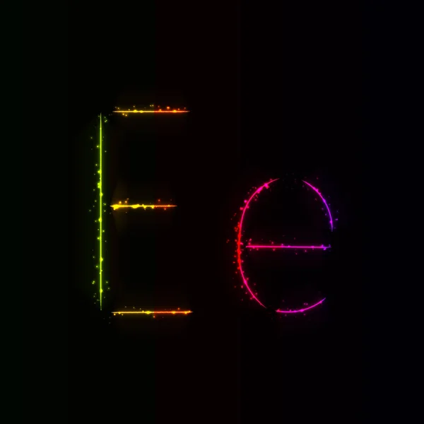 Gradient Alphabet Buchstaben Von Lichtern Auf Dunklem Hintergrund — Stockvektor