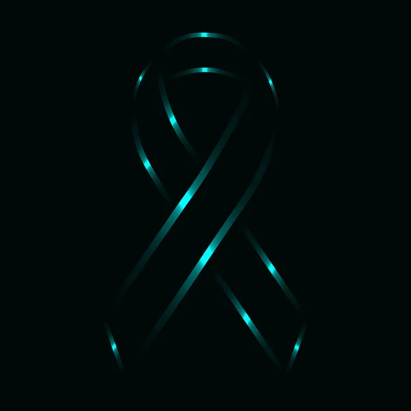 Ruban Silhouette Lumières Aqua Sur Fond Sombre — Image vectorielle
