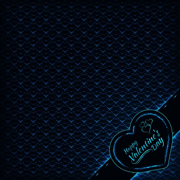 Счастливый День Валентина Синие Огни Карты Сердце Текстовый Дизайн Огней — стоковый вектор