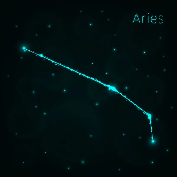 Aries Ilustration Icon Cyan Lights Silhouette Dark Background Inglês Linhas —  Vetores de Stock