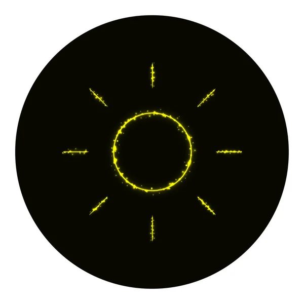 Brightness Web Icon Silhouette Yellow Lights Black Background Neon Vector — Stock Vector