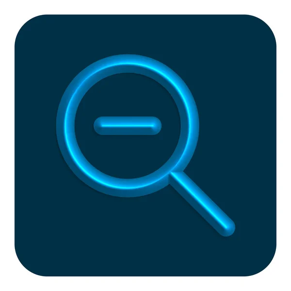 Línea Azul Neon Zoom Out Web Icon Símbolo Diseño Ilustración — Vector de stock