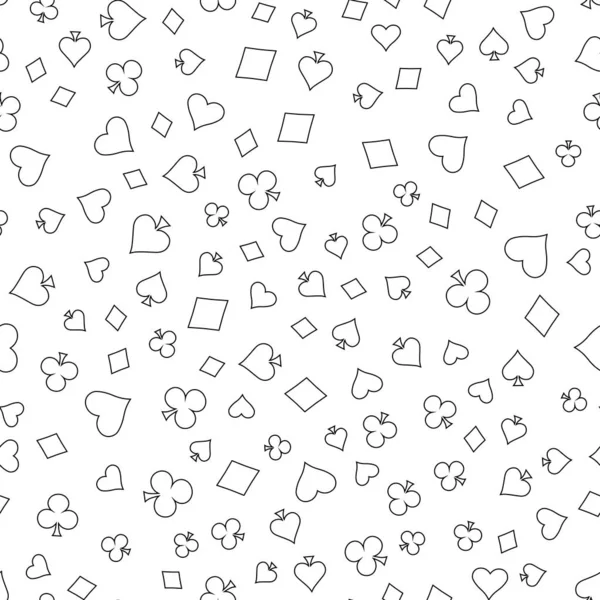 Suits Card Signs Seamless Pattern Background Hearts Diamonds Spades Clubs — Stock Vector