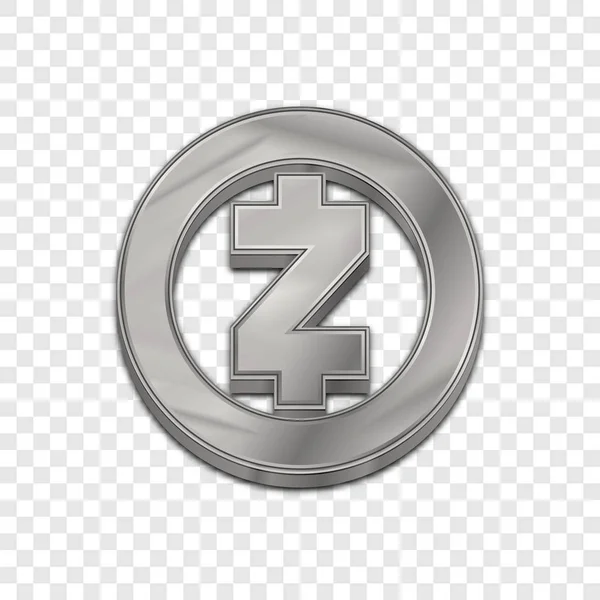 Srebrna Zcash Moneta Symbol Białym Tle Tkanina Wektor Ikona Zcash — Wektor stockowy