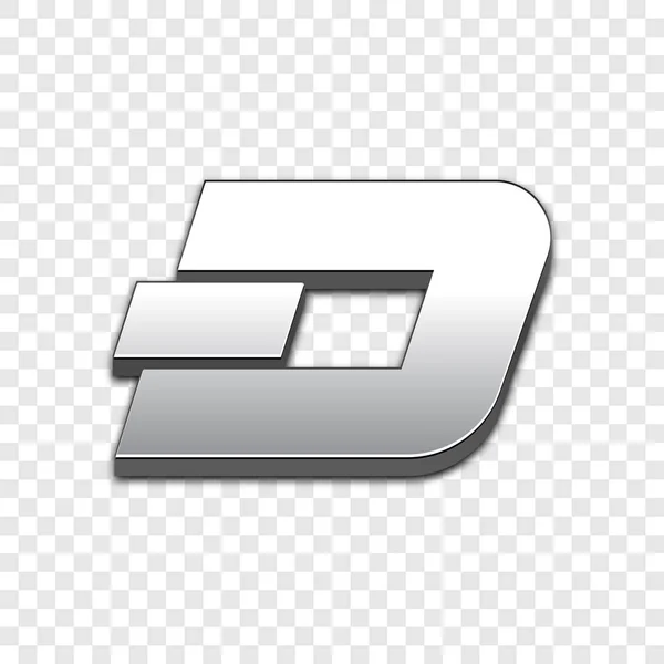 Silver Dash Símbolo Moneda Aislado Icono Vector Web Dash Moneda — Archivo Imágenes Vectoriales
