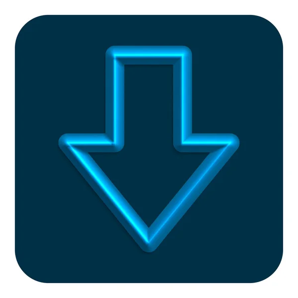 Μπλε Γραμμή Νέον Βέλος Κάτω Εικονίδιο Web Σύμβολο Σχεδιασμό Εικονογράφηση — Διανυσματικό Αρχείο