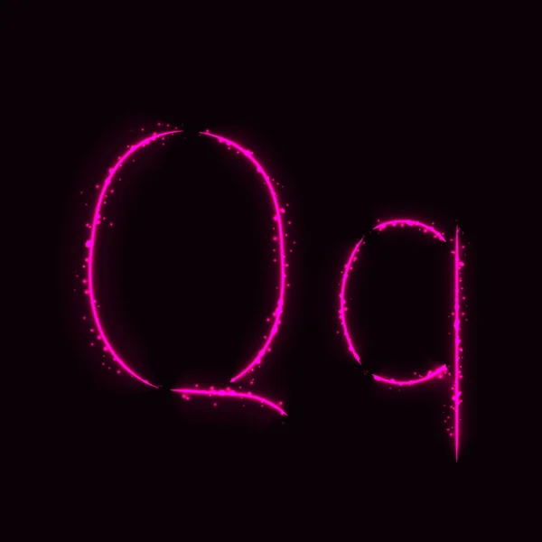 ピンクの暗い背景のライトのアルファベット — ストックベクタ