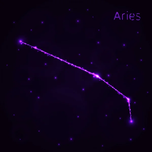 Aries Illustratie Icon Violet Licht Silhouet Donkere Achtergrond Gloeiende Lijnen — Stockvector