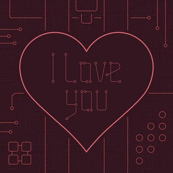 Tarjeta Felicitación Love You Day Líneas Geometría Estilo Art Techno — Archivo Imágenes Vectoriales