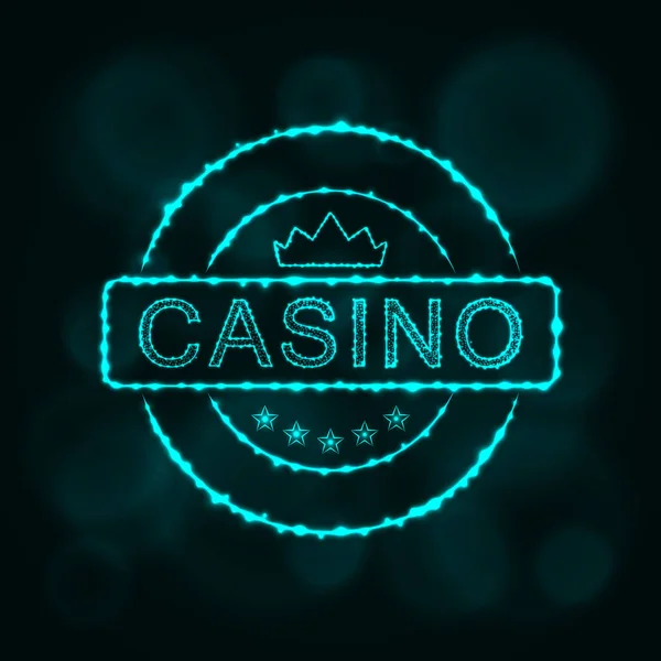 Ícone Casino Símbolo Emblema Casino Ilumina Design Silhueta Fundo Escuro — Vetor de Stock